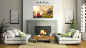 Meditating monk Art Design rectangular special Glass Picture!